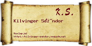 Kilvinger Sándor névjegykártya